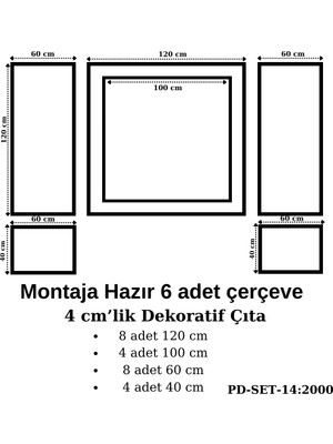 Pazar Dolu Montaja Hazır 6 Adet Çerçeve 4 Cm'lik (Pd-Set-14: 2000)