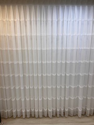 Boutique Curtain Bambu Şerit Saçaklı 1/3 Amerikan Sık Pile Rustik/korniş Uyumlu Tül Perde