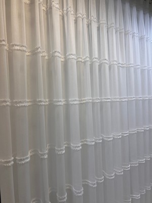 Boutique Curtain Bambu Şerit Saçaklı 1/3 Amerikan Sık Pile Rustik/korniş Uyumlu Tül Perde