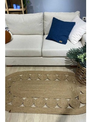 Premium Naturel Oval Dekoratif Kilim Salon Halısı Oturma Odası Halsı 5000