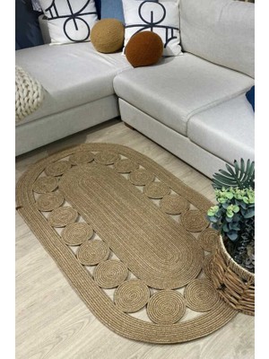 Premium Naturel Oval Dekoratif Kilim Salon Halısı Oturma Odası Halsı 5000