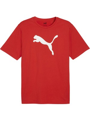 Puma Erkek Kırmızı Teamrise Logo Jersey Tişört Nefes Alabilir Kumaş ile Günlük Kullanım İçin