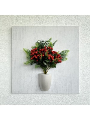 ST Dekor Kabartma Dokulu, Kırmızı Kokina Çiçekli 3D Tablo