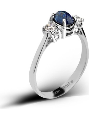 Kuyumcudükkanı Kuyumcudukkani Safir Renkli Tektaş YÜZÜK-10206-W-BL