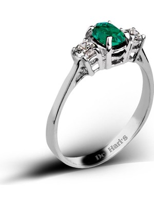 Kuyumcudükkanı Kuyumcudukkani Zümrüt Renkli Tektaş YÜZÜK-10206-W-GRN