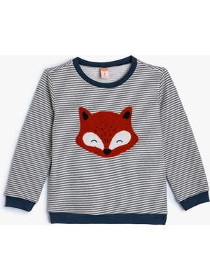 Koton Sweatshirt Peluş Tilki Aplike Detaylı Bisiklet Yaka