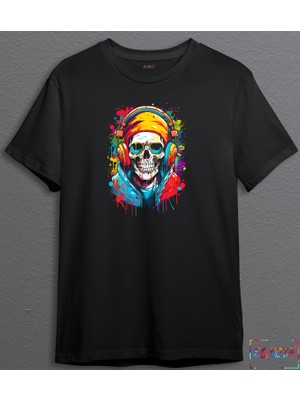 Bumeta Renkli Kuru Kafa Iskelet Unisex T-Shirt T-Shirt