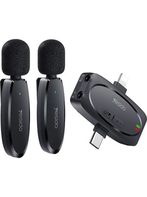 KR15 Kablosuz Yaka Mikrofonu Uyumlu Gürültü Engelleyici Mini Mikrofon Çift Yaka Askılı