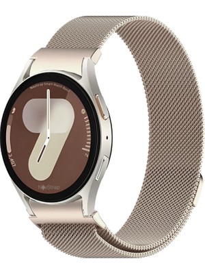 Novstrap Samsung Galaxy Watch 7 Fe 6 5 4 40-42-43-44-45-46-47 mm ile Uyumlu Kordon Tam Uyumlu Pimli Metal Hasır Çelik Kayış