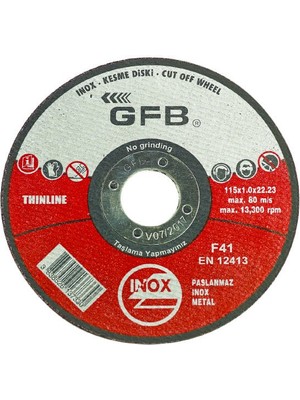 Gfb Metal Kesici Taş 180x1,6x22,23 Inox Kesme Taşı 10 Adet Kesim İçin Dayanıklı Malzeme GFB2351