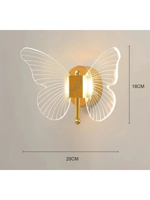 Burenze Modern Tasarım Butterfly Aplik Gold Sarı Kelebek Duvar Apliği