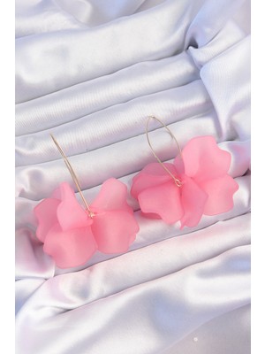 Clariss Pirinç Pembe Renkli Flora Küpe