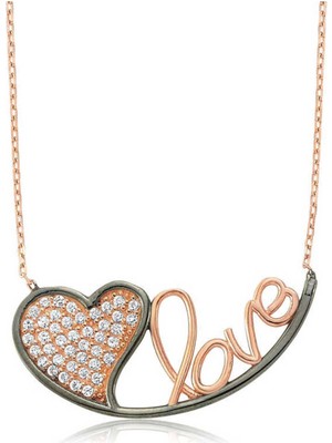 Ervanur 925 Ayar Gümüş Kalpli Love Kadın Kolye