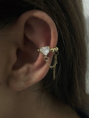 Ds Shopping Altın Renk Taş Detaylı Kalpli Ear Cuff (Tek)