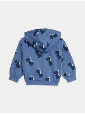 Marks & Spencer Dinozor Desenli Kapüşonlu Sweatshirt (0-3 Yaş)