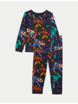 Marks & Spencer Saf Pamuklu Avengers™ Pijama Takımı (3-12 Yaş)