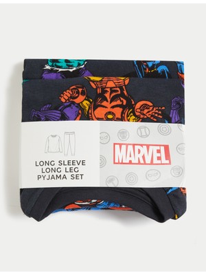 Marks & Spencer Saf Pamuklu Avengers™ Pijama Takımı (3-12 Yaş)