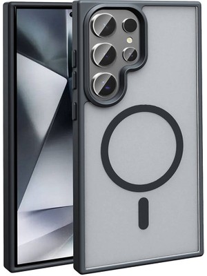ZORE Galaxy S24 Ultra Kılıf Magsafe Şarj Özellikli Mat Arka Yüzey Sio Kapak-Siyah