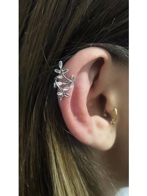 Ds Shopping Gümüş Renk Yaprak Detaylı Ear Cuff (Tek)