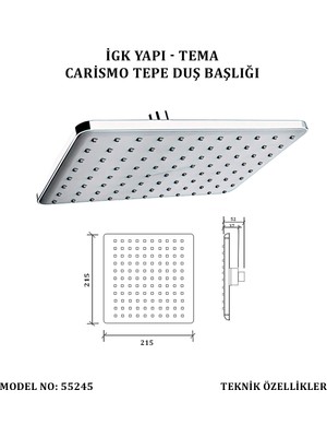 Tema Igk Yapı - Tema Carismo Tepe Duş Başlıkları (Model No: 55245)