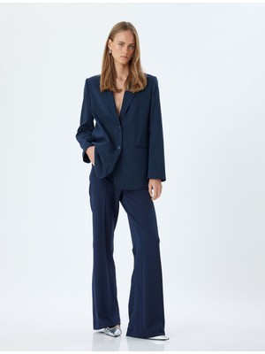 Koton Blazer Ceket Kruvaze Ters Yaka Düğmeli Cepli 5WAK50025PW