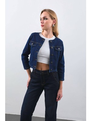 Markapia Kadın Crop Jean Ceket