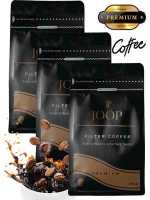 Joop Coffee Premium Filtre Kahve Yumuşak Içim Aromatic %100 Arabica 250 gr x 3 Adet