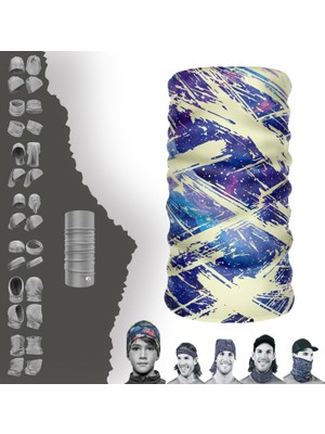 E-Taktik Extreme Beyaz Mor Desenli Boyunluk Bandana Baf Toka Maske Saçbandı