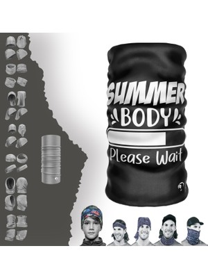 E-Taktik Extreme Beyaz Summer Yazılı Siyah Boyunluk Bandana Baf Toka Maske Saçbandı