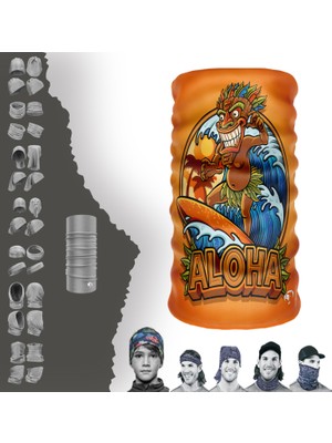 E-Taktik Extreme Aloha Yazılı Turuncu Boyunluk Bandana Baf Toka Maske Saçbandı
