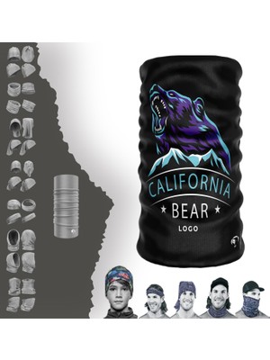 E-Taktik Extreme Mor Mavi Ayılı  Boyunluk Bandana Baf Toka Maske Saçbandı