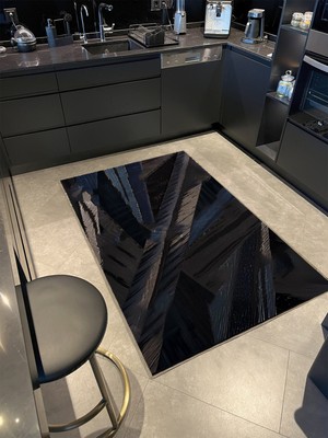 Rugs Modern Shape Koleksiyonu Gri Lacivert Tonlarda Geometrik Detaylı Dokuma Taban Modern Dekoratif Halı 45