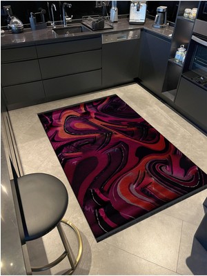 Rugs Modern Shape Koleksiyonu Çok Renkli Koyu Tonlarda Dokuma Taban Saçaklı Modern Dekoratif Halı SHAPE108