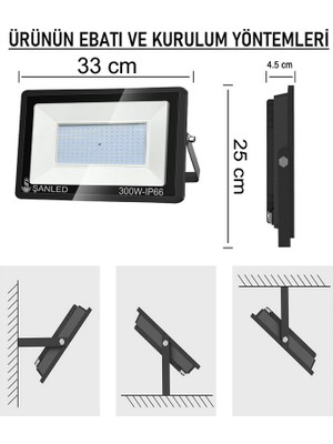 ŞANLED 300W 24.000 Lümen 6500K Beyaz Işık Smd LED Projektör-4 Adet