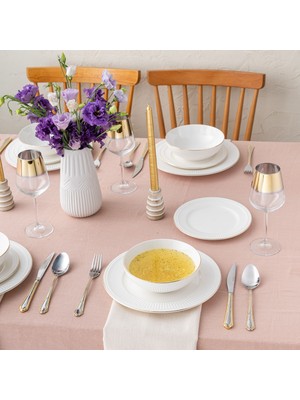 Istanbul Porselen Feda 18 Parça 6 Kişilik Yemek Takımı Gold