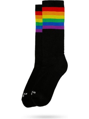 American Socks Rainbow Pride Black Mid High Çorap AS070