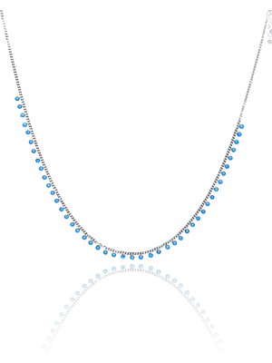 Midyat Nurtaş Gümüş Firuze Taşlı 925 Ayar Gümüş Su Yolu Gerdanlık Şans Kolyesi 201023268