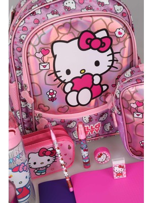 Hello Kitty Yeni Sezon Lisanslı Hello Kıtty Anaokul,beslenme ve Kalem Çantası Ile Beslenme Kabı,matara Kırtasiye Okul Seti