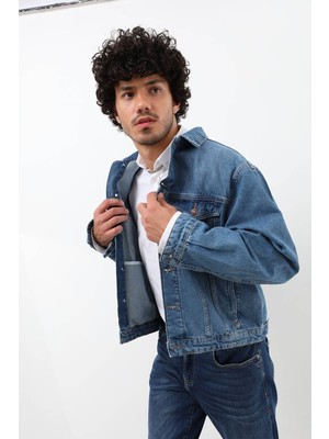 Banny Jeans Erkek Düğmeli Regular Fit Jean Ceket Mavi