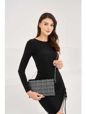 Madamra Damla Taşlı Kadın Taşlı Clutch El ve Omuz Çanta