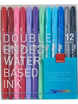 Dong-a My Color 2 12 Renk Çift Taraflı Keçeli Kalem Seti Su Bazlı Kalemler