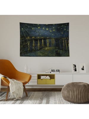 The Lucid Lab Starry Night Over The Rhône Duvar Örtüsü - 100 cm x 135 cm