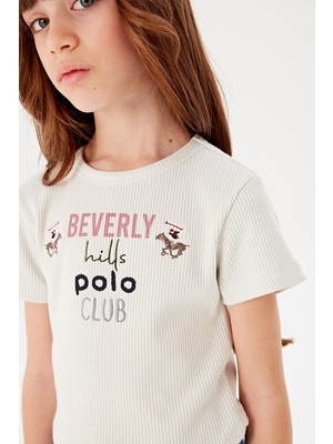 Beverly Hills Polo Club Kız Çocuk Beyaz T-Shirt