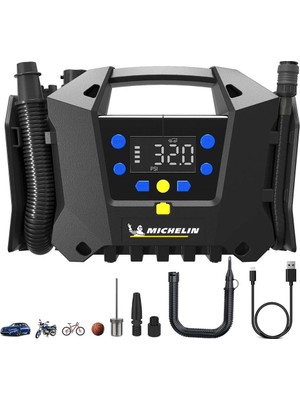 Michelin MC34259 11.1VOLT/2.5AH.120PSI Ayarlanabilir Dijital Basınç Göstergeli Şarjlı Lastik&yatak Şişirme Pompası