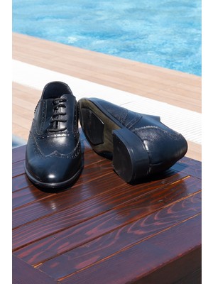 Elevold Brogue Model +7 - 9 cm Boy Uzatan Gizli Topuklu Erkek Ayakkabı Damatlık Kundura