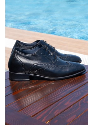 Elevold Brogue Model +7 - 9 cm Boy Uzatan Gizli Topuklu Erkek Ayakkabı Damatlık Kundura