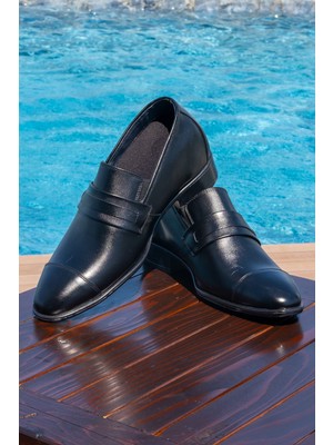 Elevold El Yapımı Loafer Model Siyah +7/+9 cm Boy Uzatan Erkek Ayakkabı Gizli Topuklu Kundura