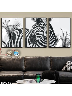 First Art Of Gallery Zebra Modeli Trend 3'lü Kanvas Tablo Seti