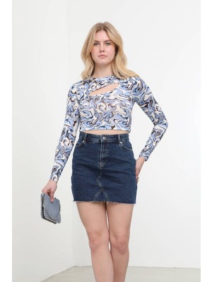 Markapia Woman Pencere Detaylı Jakarlı Crop Top