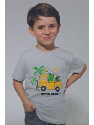 ASG Tekstil Gri Renk Summer Holiday Kısa Kol Çocuk T-Shirt